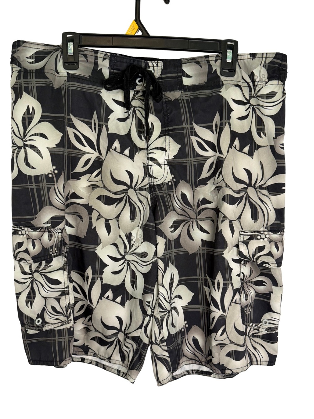 3/$20 Hang Ten Black, Gray and White Floral Board Shorts